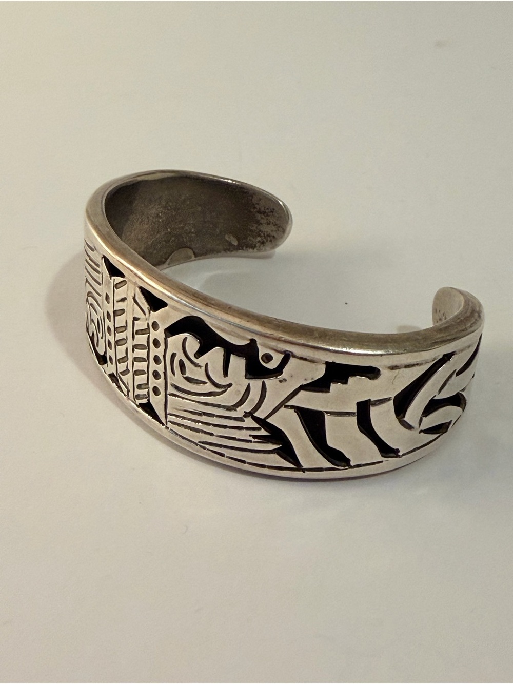 *VINTAGE*  Taxco Mexico Signed Heavy Sterling Silver 925 Wide Cuff Bracelet - Picture 3 of 9